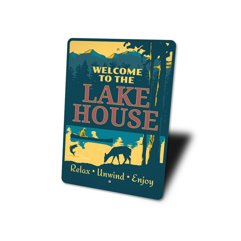 Plaque en aluminium Relax Lake House, H 14 po x l 10 po x P 0,04 po
