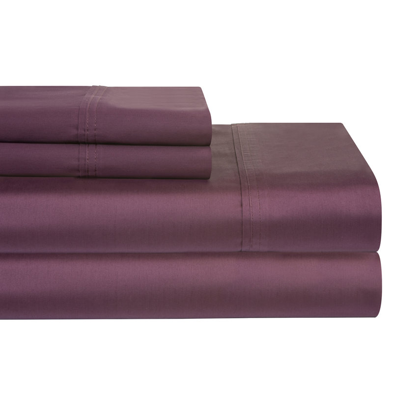100% Cotton Sheet Set, King Sheet Set with 2 Pillowcases, Plum
