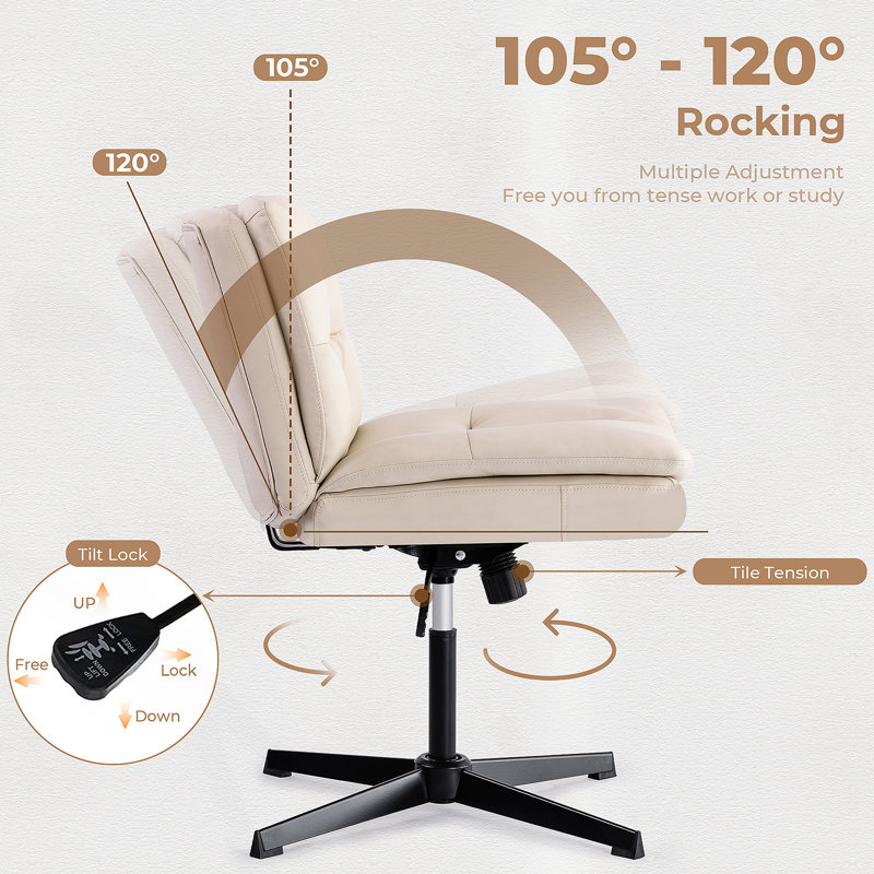 Chaise de bureau avec revêtement en cuir, pivotant, hauteur réglable