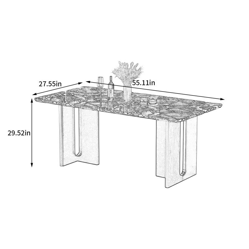 Faux Marble Top Dining Table, 27.55" W x 55.11" L