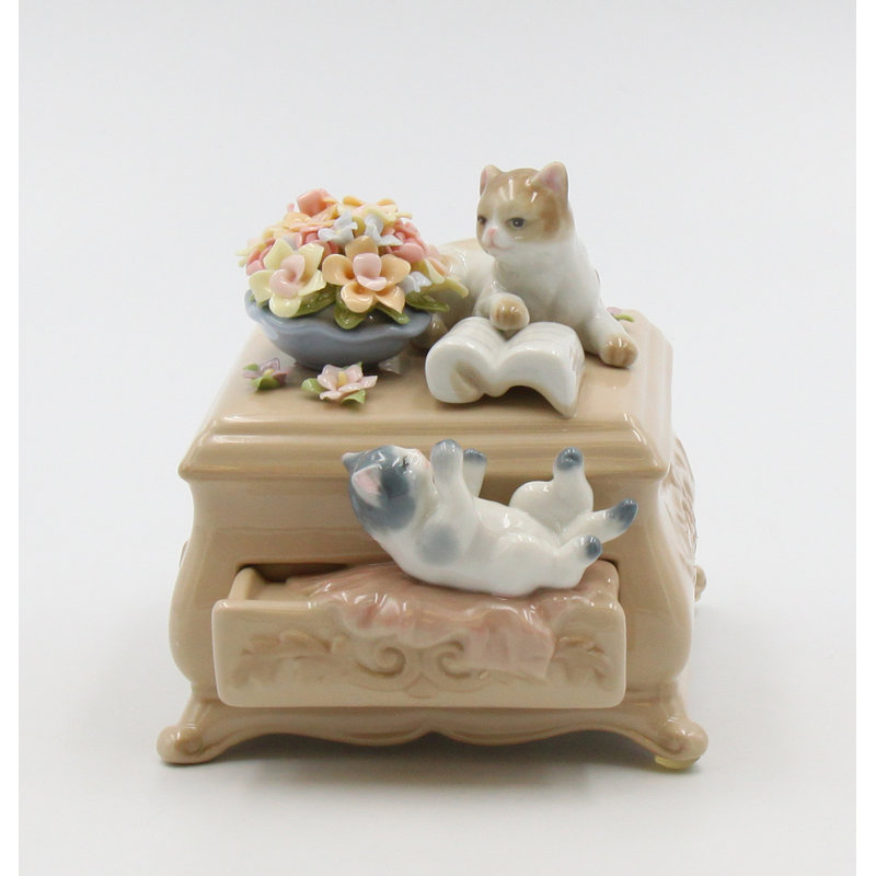 Kitten With Dresser Musical Figurine