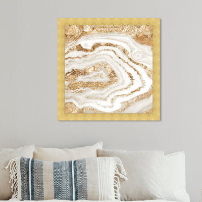Gold And White Geode Scandinavian Framed Art Print For Living Room