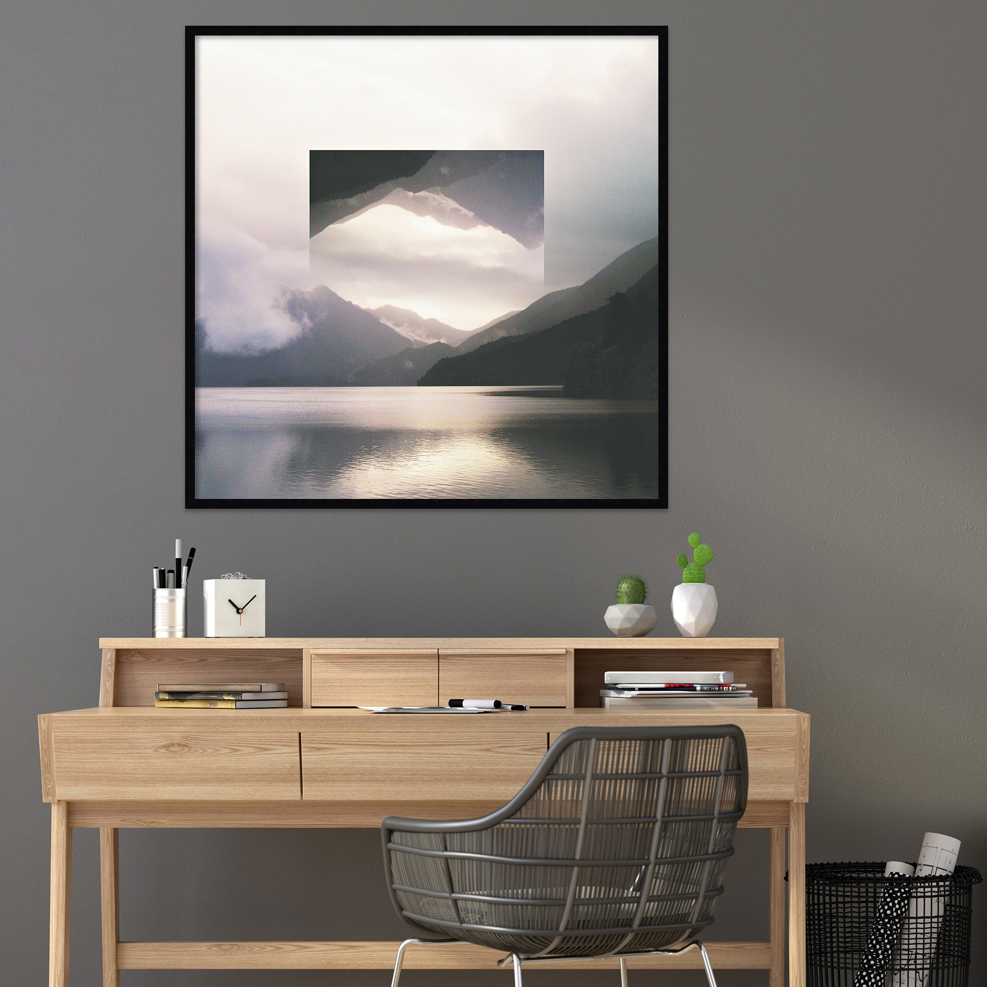 Reflected Landscape by Laura Marshall, Black, 41" H x 41" W x 1" D