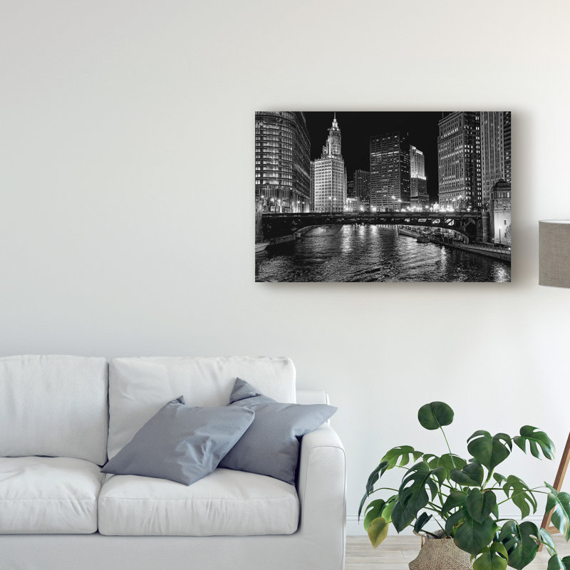 « chicago river », reproduction de photo sur toile tendue, H 30 po x l 47 po x P 2 po