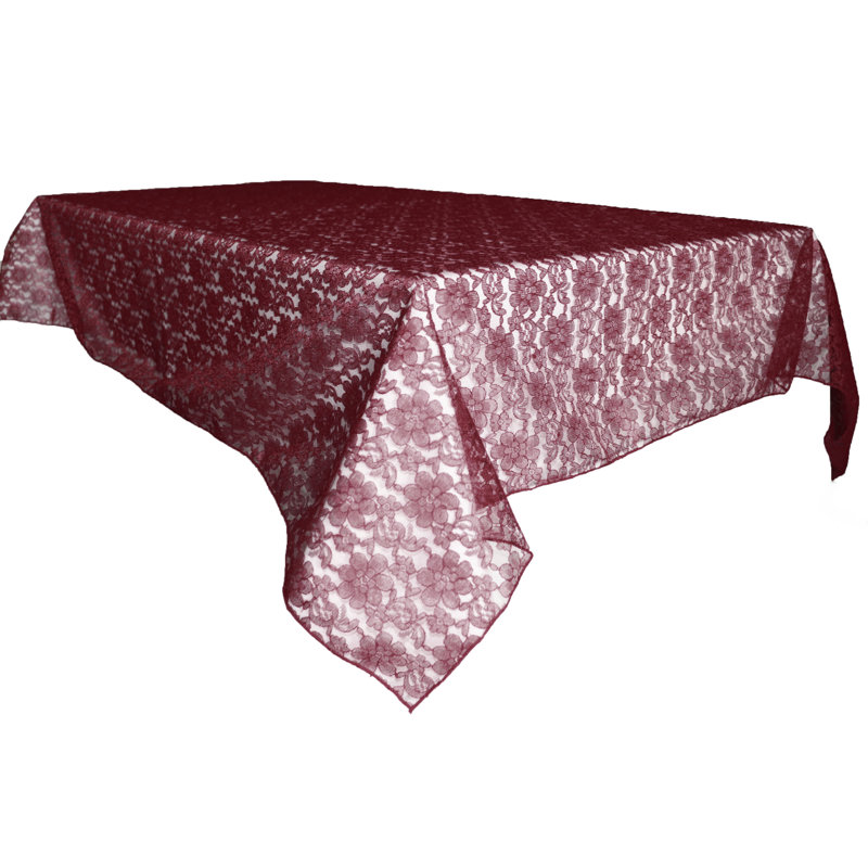 Floral Lace Overlay, 120" x 58", Burgundy