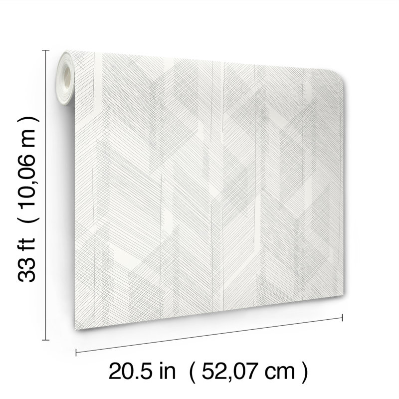 Bryant Evergreen Crosshatch Wallpaper, Gray