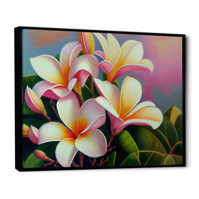 «White and Yellow Blossoming Plumeria II», reproduction sur toile