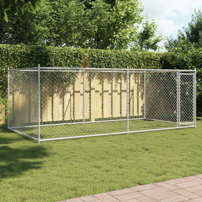 Grande cage pour chien en acier galvanisé gris Vidaxl