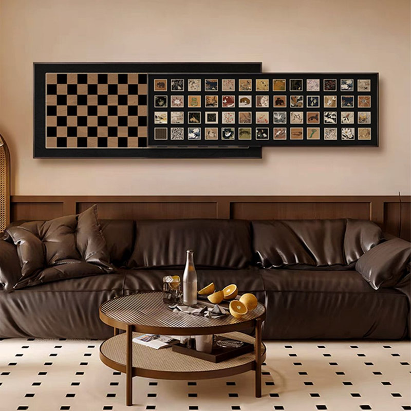 Peinture murale moderne sur fond de canapé superposé, H 29,92 po x l 106,3 po