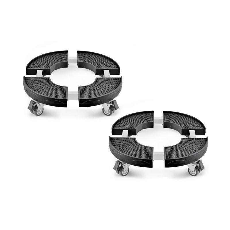 Ensemble de 2 chariots ronds réglables pour plantes avec roues verrouillables - Base de bac roulant robuste pour poubelles et grandes casseroles