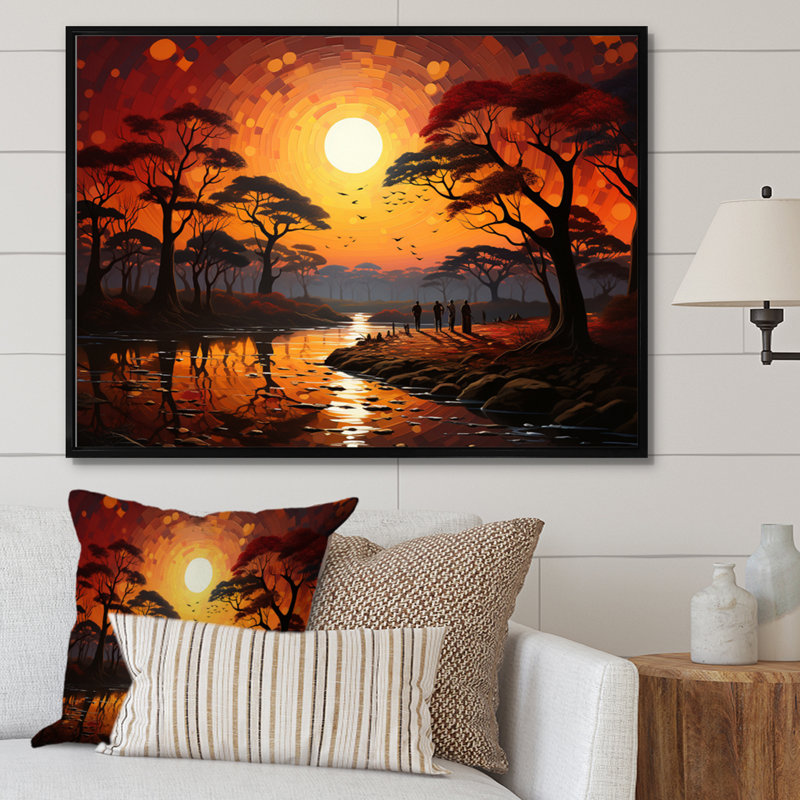 African Savannah Serenade V sur toile, H 34 po x l 44 po x P 1,5 po, Cadre flottant noir