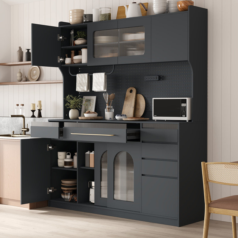 74.8'' Kitchen Pantry, Black