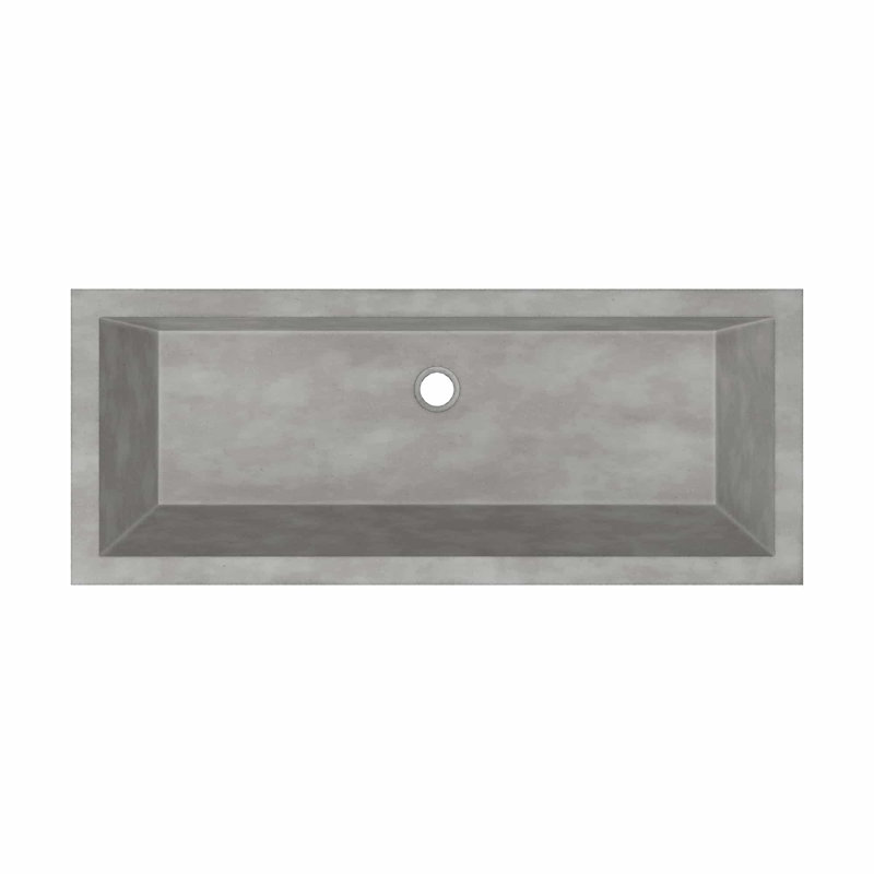 Arcata 36" Undermount Concrete Trough Bathroom Sink, Ash