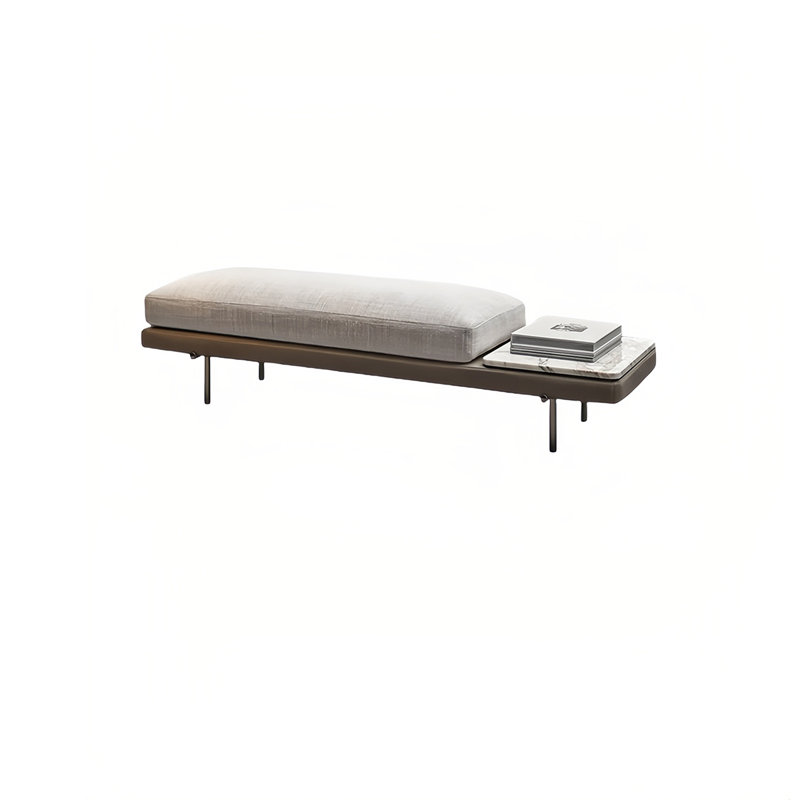 Banc rembourré en coton et lin Mirycal, H 15,74 po x l 59,05 po x P 17,71 po