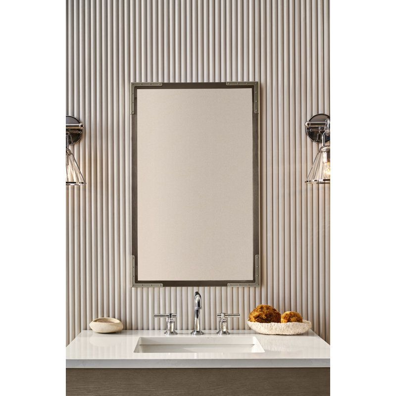 Craft Series Stainless Steel Wall Mirror, Iron Black/Brushed Pewter, 30" H x 19.25" W