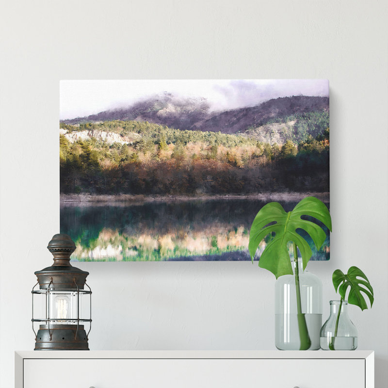 Reflection Of An Autumn Forest Painting - Wrapped Canvas, 60cm H x 91cm W x 3cm D