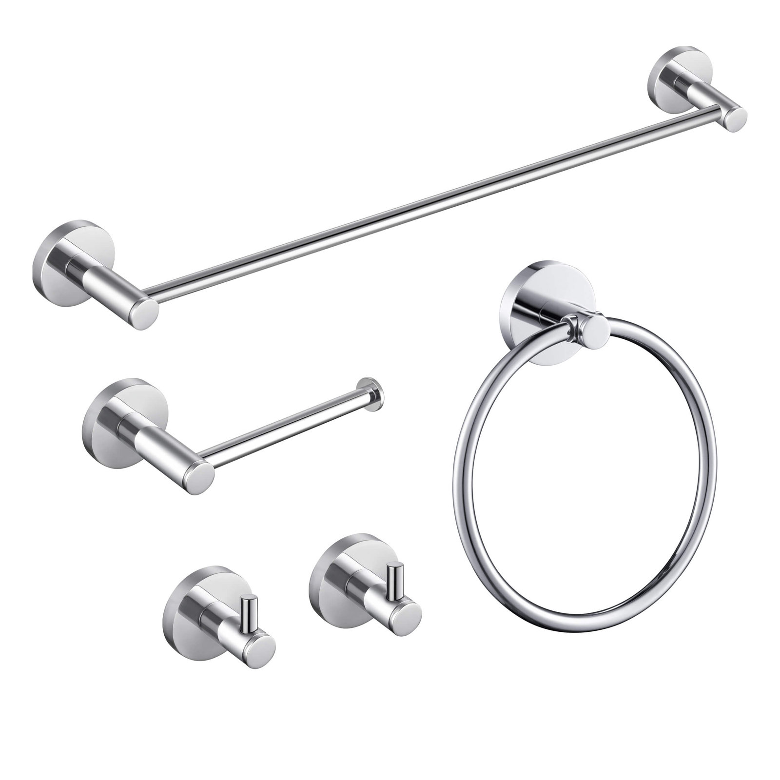 Circular 5-Piece Bathroom Hardware Set, Chrome