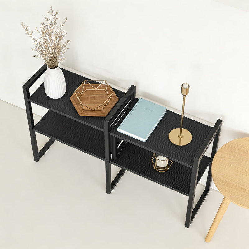 Organisateur de tablette de bureau réglable, bibliothèque de bureau à 2 niveaux avec structure en métal, support de rangement de bureau robuste pour bureau, bureau, cuisine et dortoir