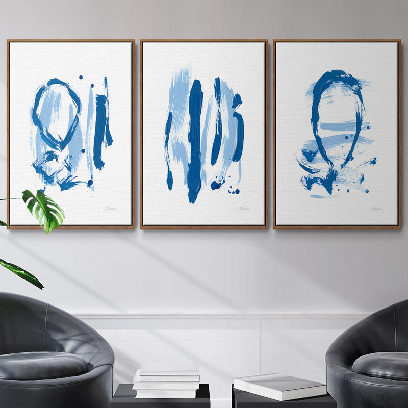 «Blue Breeze IV», ensemble de 3 reproductions de photos sur toiles, Noyer, H 40 po x l 78 po