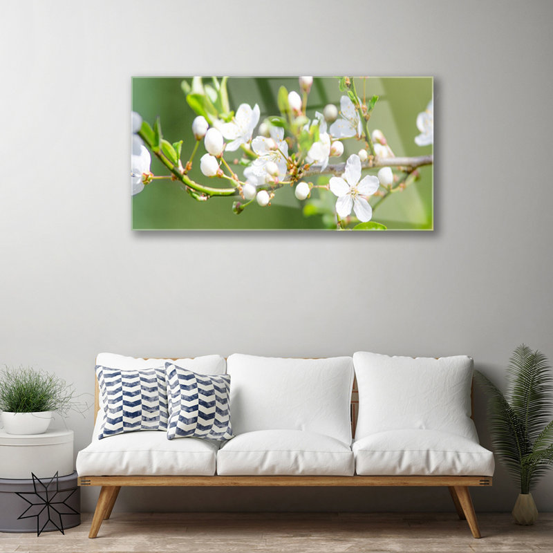 Floral Branches Flowers - No Frame Print on Glass