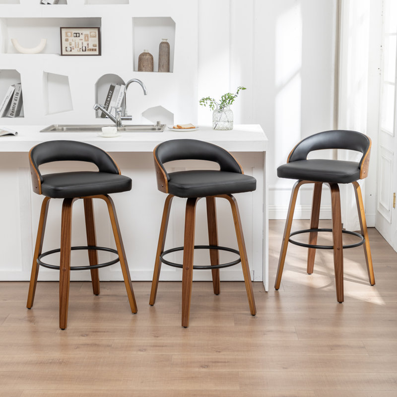 Ensemble de tabourets pivotants 3 pièces Carmavy, Tabouret de bar (siège d'une hauteur de 30 po), Noir