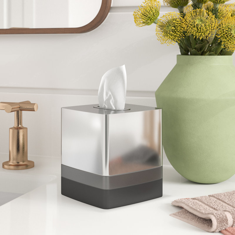 Triune Tissue Box Cover, Platinum