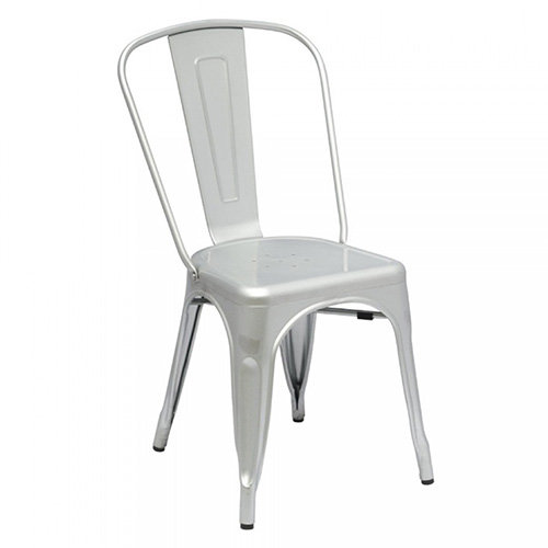 Chaise d’appoint à dossier à lattes Angie, Argenté mat