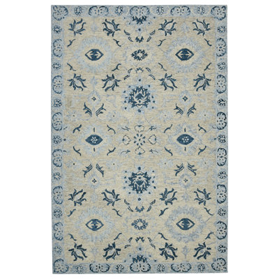 Newburg Transitional Floral Hand-Hooked New Zealand Wool Area Rug