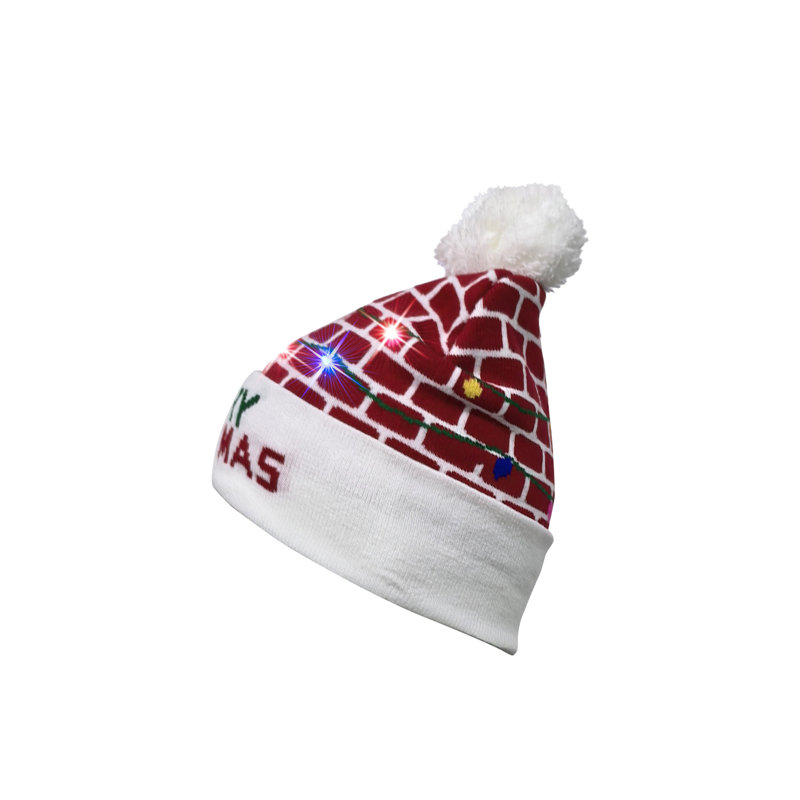 Light Up Xmas Festive Fun Cosy Hat Merry Christmas Bricks