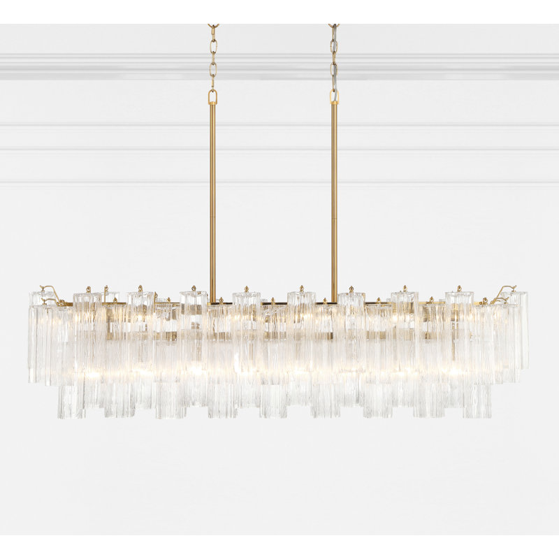Quinzio 14 - Light Dimmable Linear Chandelier, Aged Brass