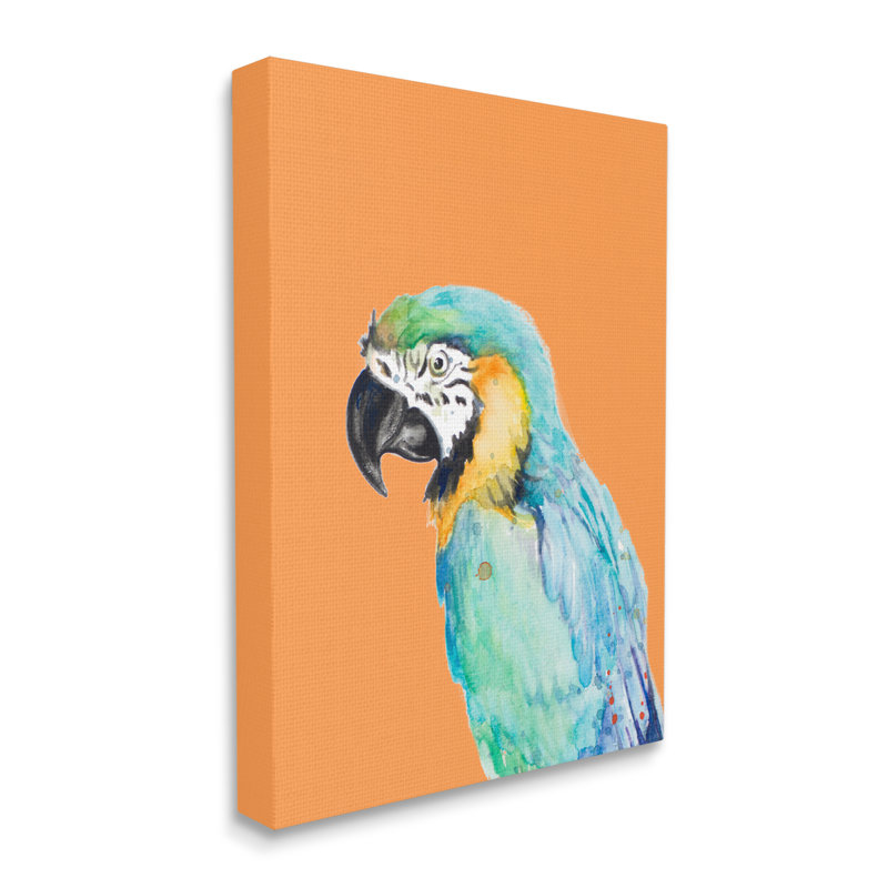 Perroquet aras tropical, Toile tendue, H 20 po x l 16 po x P 1,5 po