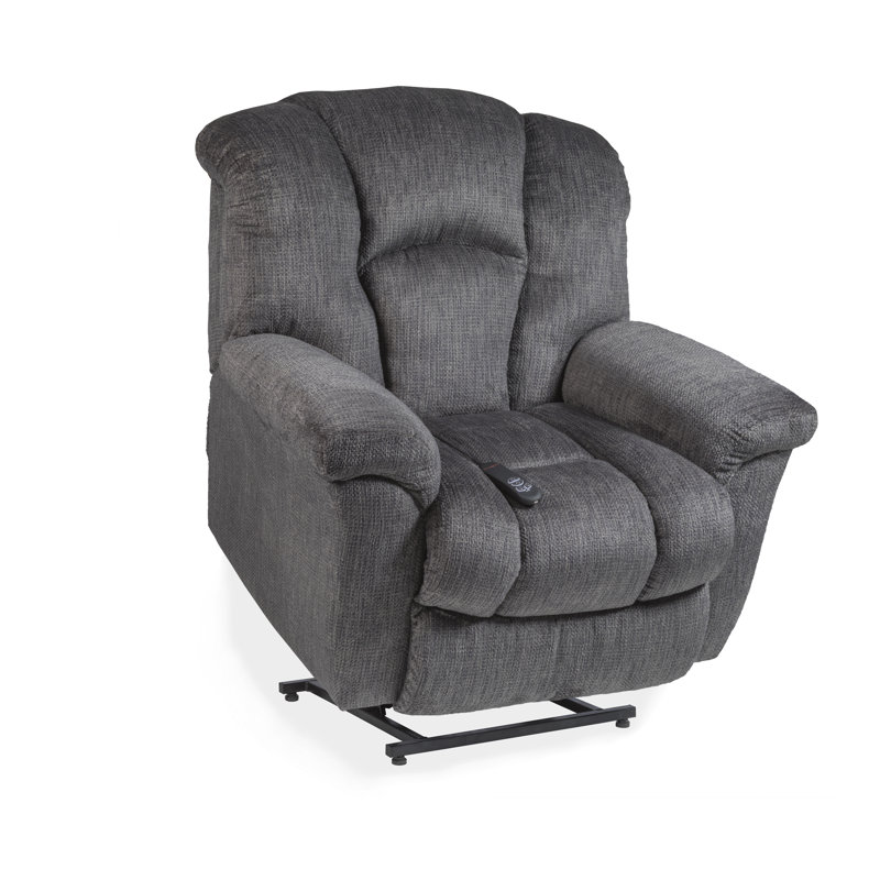 Sarahkate Upholstered Lift Assist Power Recliner, Gray Polyester