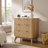 32" High Faux Marble Side Table with 3 Drawers & Fluted Design-1825367024