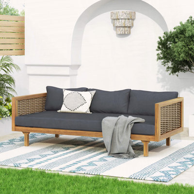 Acacia Wood Daybed with Unique Rattan Armrests