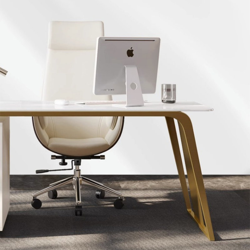 Bureau en acier fritté en acier inoxydable, H 28,74 po x l 55,12 po x P 27,56 po, Blanc