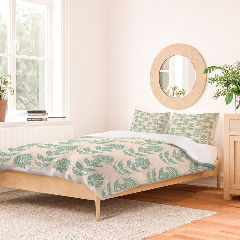 Ensemble de housse de couette Schatzi Brown Aurelia Floral Mint, Vert