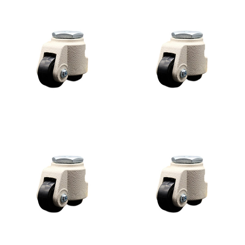 Roulettes à tige avec roue noire de 1,65 po et tige de M8 x 1,25 mm x 15 mm