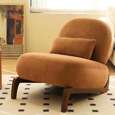 Fauteuil confortable de salon avec coussin moelleux et pieds en bois massif, idéal pour chambre, appartement, salle d'attente ou balcon - Profondeur : 89 cm, largeur : 72 cm, hauteur : 71 cm, poids : 12,5 kg, revêtement en tissu, sans accoudoirs