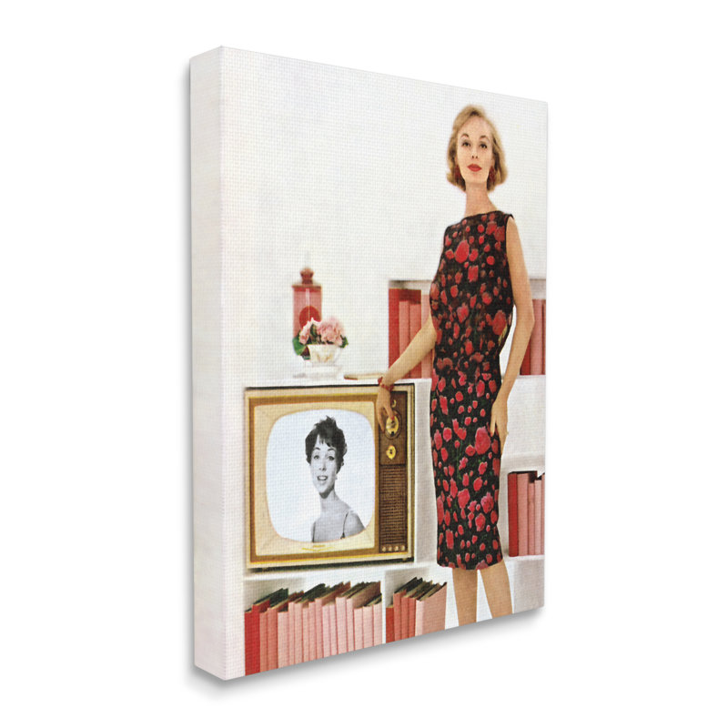 Vintage TV Advertisement Woman in Floral Dress Canvas Art
