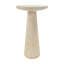 Table d'appoint d'extérieur Edrin Modern MGO en travertin texturé, avec plateau rond et base conique