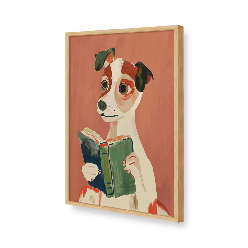 «The Bookish Dog» par Artsy Sesta, reproduction d'art sur toile, Tanné, H 24 po x l 18 po
