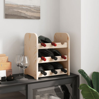 Solid Wood Floor Wine Bottle Rack Brown