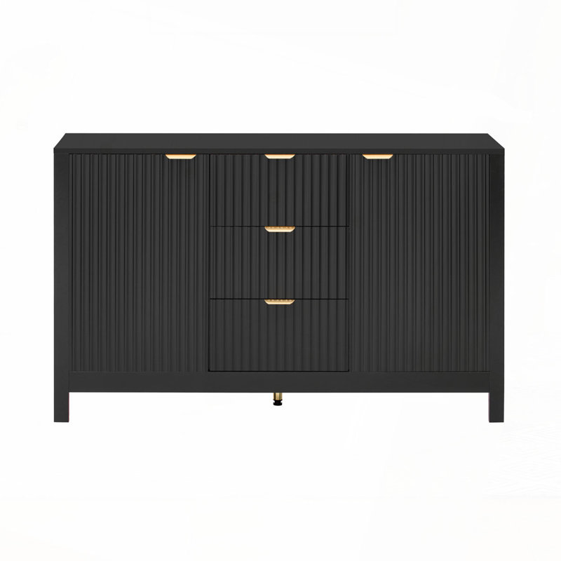 Storage Cabinet with 3 - Drawer 2 - Door, Adjustable Shelves, Black
