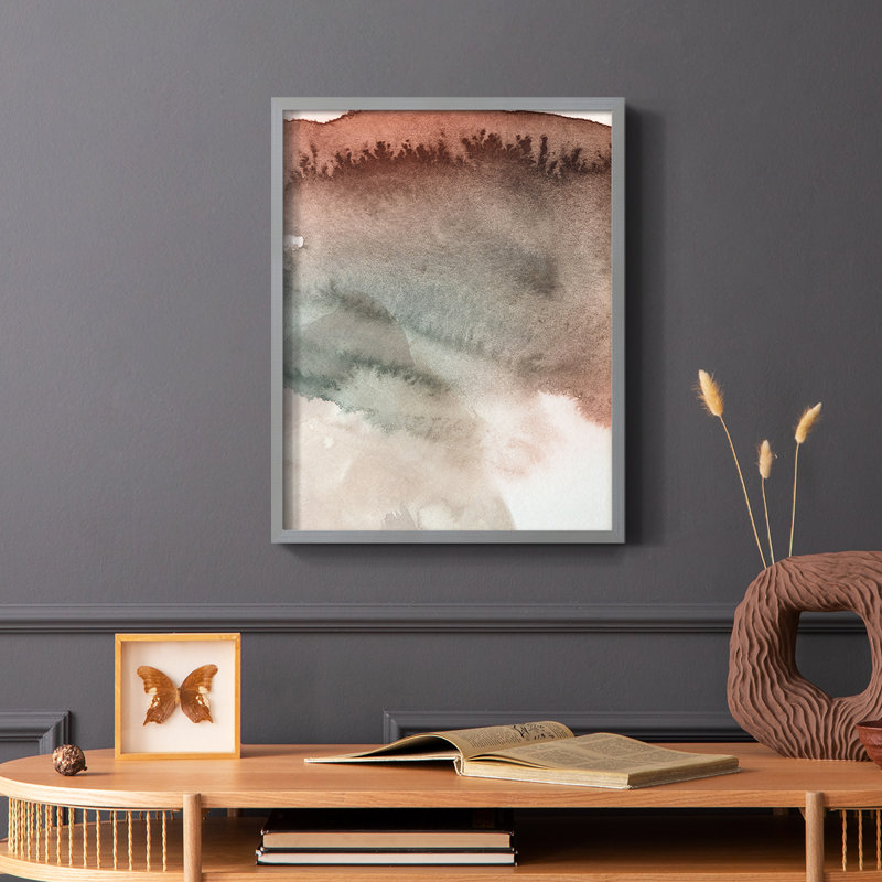 Red Ochre abstrait IV, reproduction encadrée - bois massif, Gris, H 10 po x l 8 po