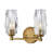 Ana 2-Light Bath Vanity w/ Faceted Heavy-Cut Diamond-Shaped Crystal Shades - Heritage Brass