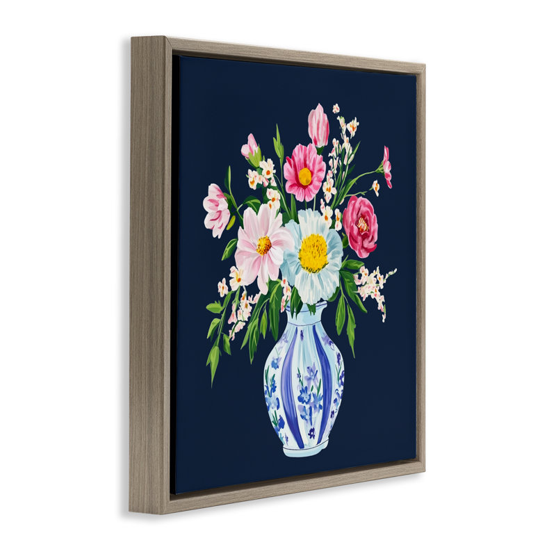 Cadre flottant Spring Chinoiserie, par Yen, Cadre flottant orme Montalcino, H 18 po x l 18 po