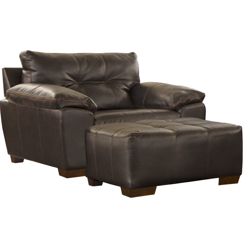 Peosta 61" Wide Tufted Polyester Chair and a Half, Chocolate Polyester, No