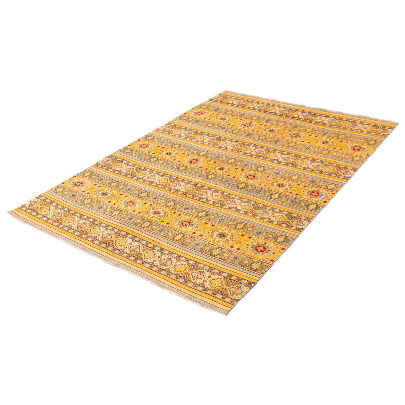 Tapis unique en laine noué à la main nouvel âge 6 pi 6 po x 9 pi 10 po doré
