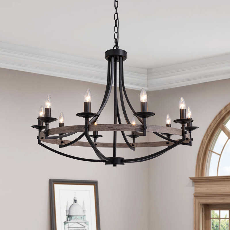 10-light wagon wheel chandelier, Havalah candle style