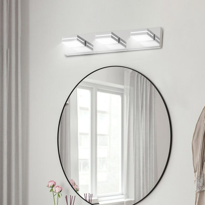 3-Light Dimmable LED Vanity Light with 360° Rotatable Lamp Heads Chrome for Bathroom, Vanity, Mirror, and Living Room